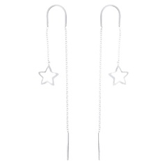 Stamped Star 925 Silver Cable Chain Threader Earrings