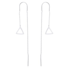Stamped Triangle 925 Silver Cable Chain Threader Earrings