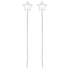 Figured Star Silver Box Chain Threader 925 Earrings by BeYindi