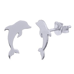 Jumping Dolphin Silver Stud Earrings by BeYindi 