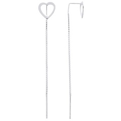 Figured Heart Silver Box Chain Threader 925 Earrings by BeYindi 