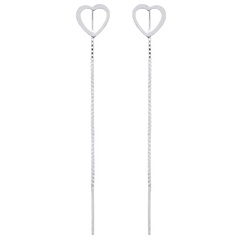 Figured Heart Silver Box Chain Threader 925 Earrings by BeYindi