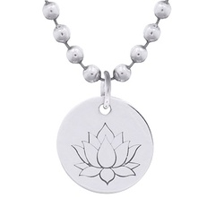 Sterling Silver Lotus Disc Charm Pendant