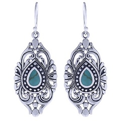 Wholesale Silver Earrings Teardrop Synthetic Turquoise