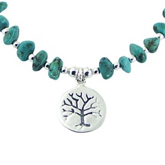 Tree of Life Charm Bracelet Sterling Silver & Turquoise Beads 2