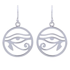 Egyptian Eye Of Horus Sterling Silver Dangle Earrings