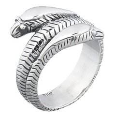 Ornate Sterling Silver Snake Ring Majestic Detailed Cobra Design by BeYindi