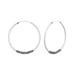 Trible Waves In Twisted Plain Wire 925 Silver Bali Hoop Earrings by BeYindi 