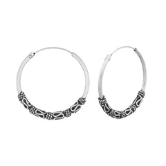 Wave Four Lines Twisted Plain Wire Bali Silver Hoop Earrings by BeYindi 