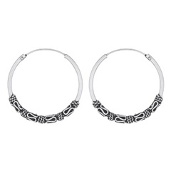 Wave Four Lines Twisted Plain Wire Bali Silver Hoop Earrings by BeYindi
