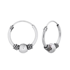 Centre Ball Twisted Bali Wire Small Hoop Earrings Silver 925 