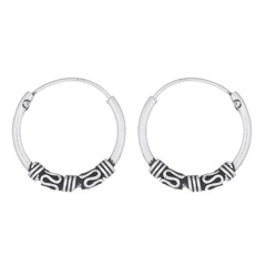 Wave Lines In Wrapped Wires Bali Small Hoop Earrings Silver 925 by BeYindi