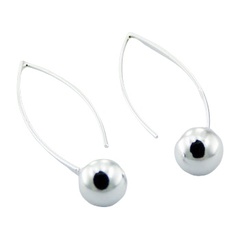 925 Silver Drop Earrings Silver Spheres On Stick Hangers by BeYindi 