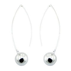 925 Silver Drop Earrings Silver Spheres On Stick Hangers by BeYindi