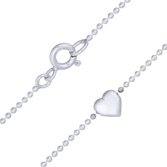 Little Heart Charm In 925 Sterling Silver Bead Chain Anklet by BeYindi