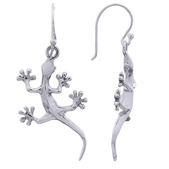 Sterling Silver Geckos Dangle Earrings Unique Jewelry Design by BeYindi 