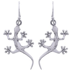 Sterling Silver Geckos Dangle Earrings Unique Jewelry Design