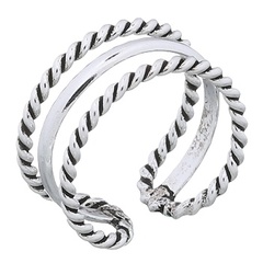 Adjustable Plain Wire In Parallel Twisted Sterling Silver Rings