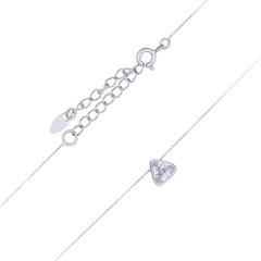 Triangle CZ Charm In Sterling Silver Chain Necklace