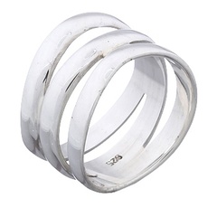 Plain Sterling Silver Ring Design Exciting Triple Bands In One