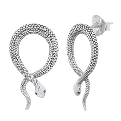 Cobra Snake Turned Round Sterling Silver Stud Earrings by BeYindi