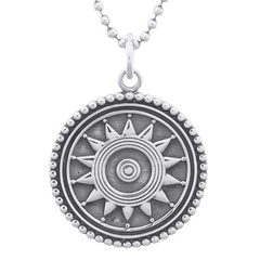 Mandala Sun Oxidized Silver Pendant