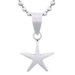 Plain Starfish High Polished Silver Pendant