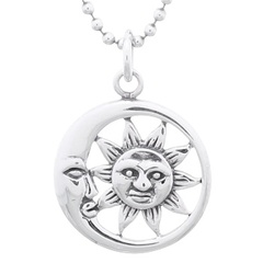 Moon Surrounded Sun 925 Sterling Silver Pendant by BeYindi