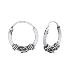 Centre Wave Wire Wrapped Bali Mini Hoop Earrings Silver 925 by BeYindi 