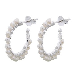 Freshwater Pearls Hook Sterling Silver Stud Earrings by BeYindi