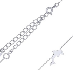 Sterling Silver Cable Chain Bracelet With Dolphin Charm by BeYindi