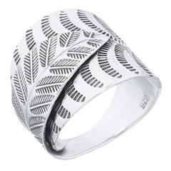 Folded Leaf 925 Plain Silver Ring by BeYindi