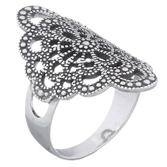 Filigree Flower Dotted Layout 925 Silver Ring by BeYindi