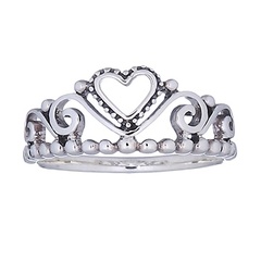 925 Silver Open Heart Tiara Ring by BeYindi 