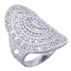 Sun Mandala Rhodium Plated 925 Silver Ring