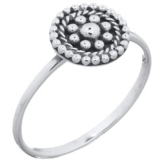 Flower In Beads Mandala 925 Silver Ring