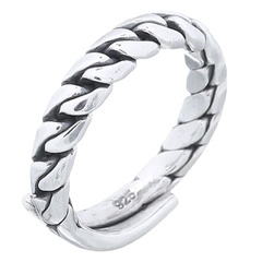 Half Braided Rope Open Ring 925 Silver by BeYindi