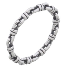 Anchor Interlocked Chain 925 Silver Ring