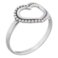 Heart Beaded 925 Silver Ring