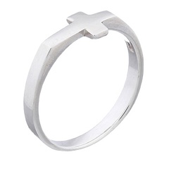 Embedded Cross Sterling Silver Ring