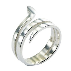 Sterling Silver Spiral Snake Ring Minimalistic Stylized Design