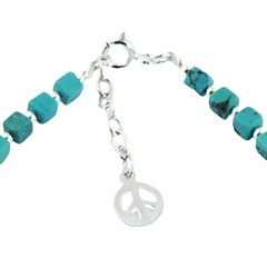 Cubic Turquoise Bead Bracelet with Sterling Silver Wing Charm 3