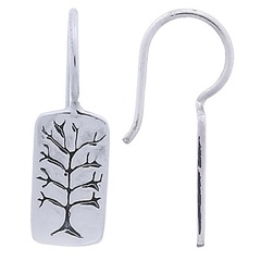 Sterling Silver Tree of Life on Smooth Rectangle Drop Earrings by BeYindi 