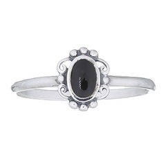 Antiqued Black Stone Mirror Vendor 925 Silver Ring by BeYindi 