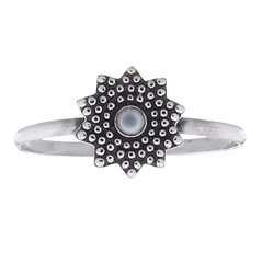Dotted Sun Flower Mother Of Pearl Ring In 925 Silver by BeYindi 