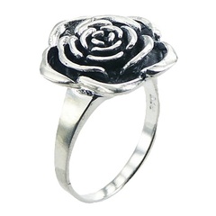 Antiqued Rose Flower Relief Ring Unique Design by BeYindi