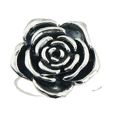 Antiqued Rose Flower Relief Ring Unique Planet Silver Design 