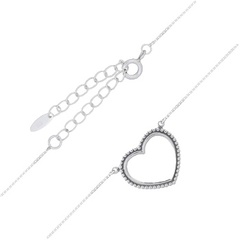 Vintage Heart 925 Silver Box Chain Necklace 