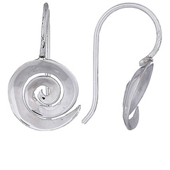 Concave Spiral Silver Drop Earrings 