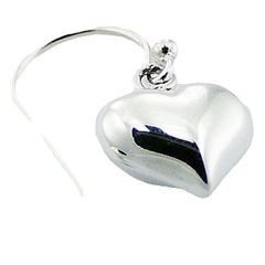 Petite Sterling Silver Puffed Hearts Dangle Earrings by BeYindi 2
